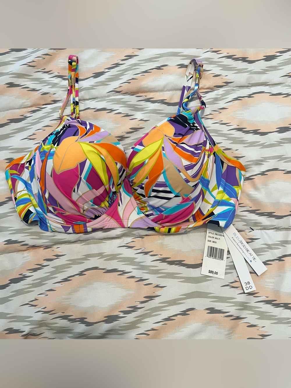 Vivid Multicolor Printed Underwire Bikini Top